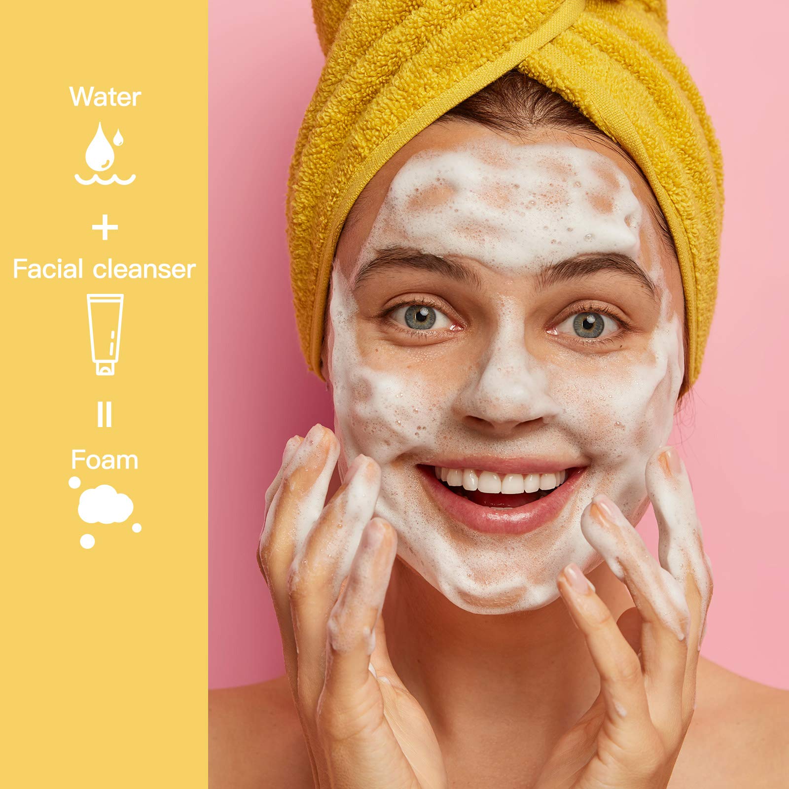 Tekson Soap Foam Bottle (Pink Pump)  Empty Travel Foaming Lash Shampoo for Cleanser  Dispenser (60ml  2 fl oz)